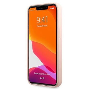 Silikónové puzdro Karl Lagerfeld na Apple iPhone 13 Pro KLHCP13LSLKHPI Liquid Karl Head ružové