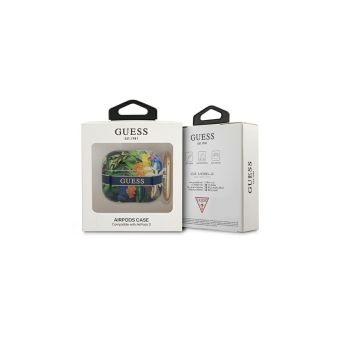 Silikónové puzdro Guess na Apple Airpods 3 GUA3HHFLB TPU Flower Print modré