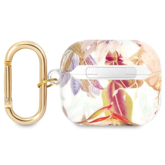 Silikónové puzdro Guess na Apple Airpods 3 GUA3HHFLU Flower Print fialové