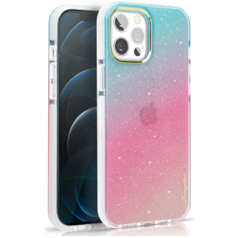 Zadné puzdro na Apple iPhone13 Pro Kingxbar Ombre modro-ružové