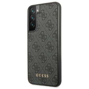 Plastové puzdro Guess na Samsung Galaxy S22 5G GUHCS22SG4GFGR Metal Gold Logo sivé