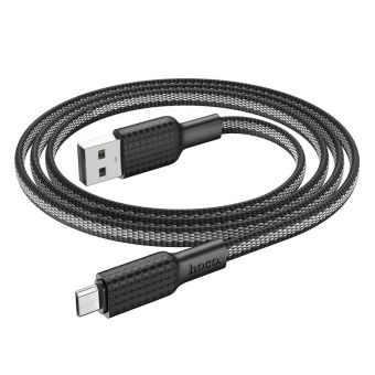 Kábel HOCO Jaeger X69, USB na microUSB 2,4A, 1m, čierno-biely