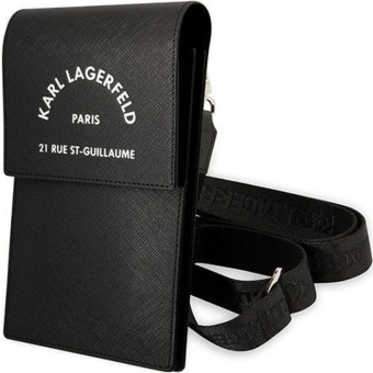 Univerzálne puzdro Karl Lagerfeld na smartfón KLWBSARSGK Saffiano Rue Saint Guillaume Wallet Phone Bag Black
