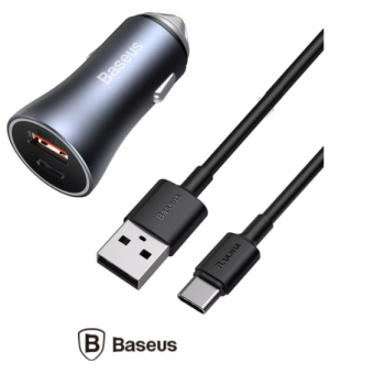 Autonabíjačka BASEUS Contactor Pro Gold 40W + Lightning/USB-C 1.2m sivá