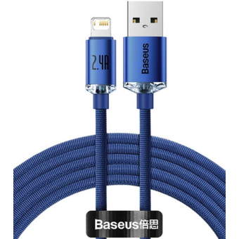 Kábel Baseus Crystal Shine CAJY000103, USB to Lightning 8-pin 2,4A, 2m, modry