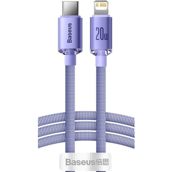 Kábel Baseus Crystal Shine CAJY000205, USB-C na Lightning 8-pin PD 20W, 1.2m, fialový