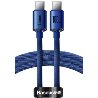 Kábel Baseus Crystal Shine CAJY000603, Type C to Type C PD100W, 1,2m, modrý