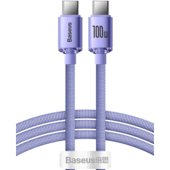 Kábel Baseus Crystal Shine CAJY000605, Type C to Type C PD100W, 1,2m, fialový