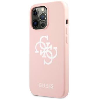 Silikónové puzdro Guess na Apple iPhone 13 Pro GUHCP13LLS4GWPI 4G Logo ružové