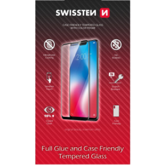 Tvrdené sklo na Xiaomi Redmi Note 8T Swissten Frame Full Glue Case Friendly 9H celotvárové čierne