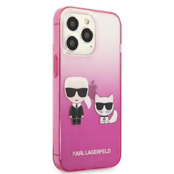 Plastové puzdro Karl Lagerfeld na Apple iPhone 13 Pro KLHCP13LTGKCP Karl & Choupette Head Gradient ružové