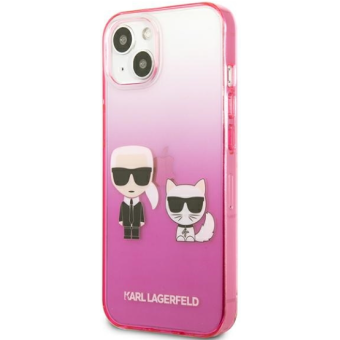 Plastové puzdro Karl Lagerfeld na Apple iPhone 13 Pro KLHCP13LTGKCP Karl & Choupette Head Gradient ružové