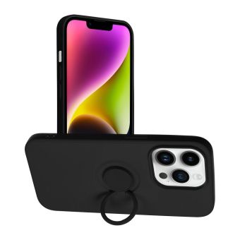 Silikónové puzdro na Apple iPhone 14 Pro Forcell Silicone Ring čierne