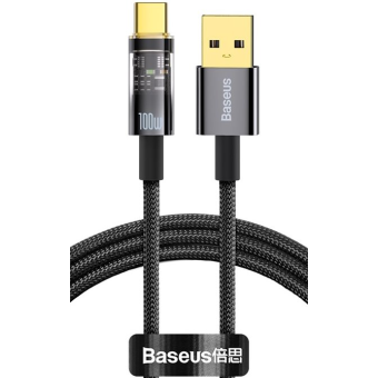 Kábel Baseus Explorer CATS000201, rýchle nabíjanie, dátový, USB - USB-C 100W, 1m, čierny