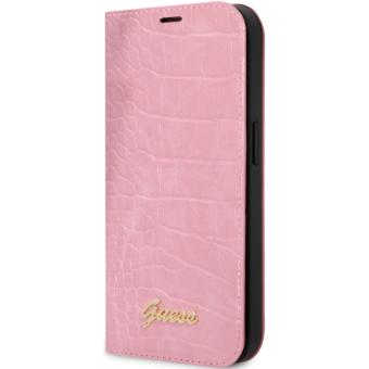 Diárové puzdro Guess na Apple iPhone 14 Plus GUBKP14MHGCRHP PU Croco ružové