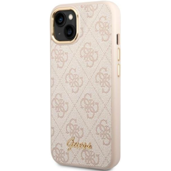 Puzdro Guess na Apple iPhone 14 GUHCP14SHG4SHP Metal Outline Script ružové