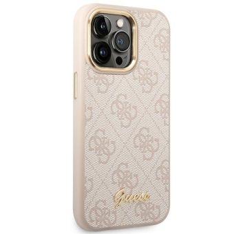 Puzdro Guess na Apple iPhone 14 Pro Max GUHCP14XHG4SHP Metal Outline Script ružové