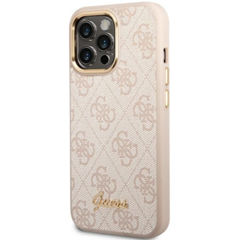 Puzdro Guess na Apple iPhone 14 Pro Max GUHCP14XHG4SHP Metal Outline Script ružové