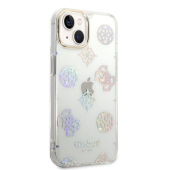 Plastové puzdro Guess na Apple iPhone 14 Plus GUHCP14MHTPPTH Peony Glitter biele