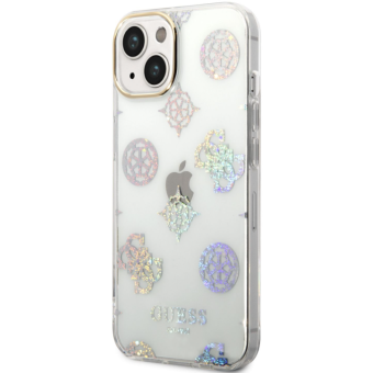 Plastové puzdro Guess na Apple iPhone 14 Plus GUHCP14MHTPPTH Peony Glitter biele