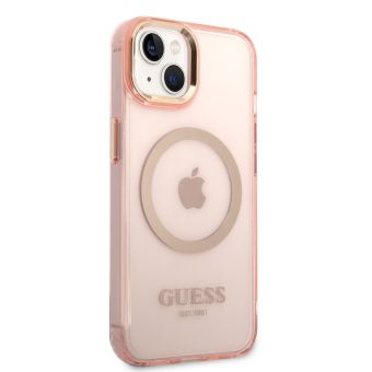 Plastové puzdro Guess na Apple iPhone 14 Plus GUHMP14MHTCMP Translucent MagSafe ružové