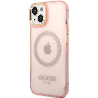 Plastové puzdro Guess na Apple iPhone 14 Plus GUHMP14MHTCMP Translucent MagSafe ružové