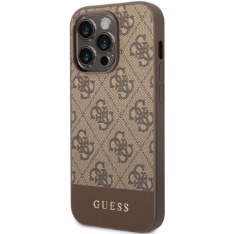 Plastové puzdro Guess na Apple iPhone 14 Pro Max GUHCP14XG4GLBR 4G Stripe hnedé