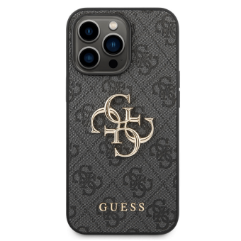 Kryt na Apple iPhone 14 Pro Max Guess PU 4G Metal Logo GUHCP14X4GMGGR sivé