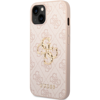 Plastové puzdro Guess na Apple iPhone 14 GUHCP14S4GMGPI 4G Metal Logo ružové
