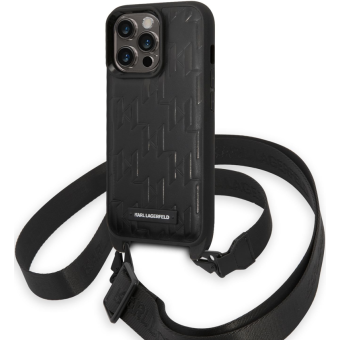 Plastové puzdro Karl Lagerfeld na Apple iPhone 14 Pro KLHCP14LSTMMK Monogram Crossbody čierne