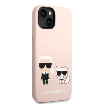 Silikónové puzdro Karl Lagerfeld na Apple iPhone 14 Plus KLHCP14MSSKCI Karl and Choupette Liquid Silicone ružové