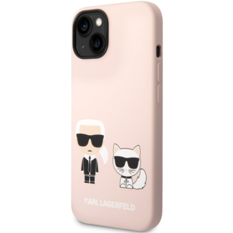Silikónové puzdro Karl Lagerfeld na Apple iPhone 14 Plus KLHCP14MSSKCI Karl and Choupette Liquid Silicone ružové