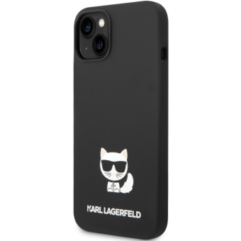 Silikónové puzdro Karl Lagerfeld na Apple iPhone 14 Plus KLHCP14MSLCTBK Liquid Silicone Choupette čierne