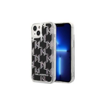 Plastové puzdro Karl Lagerfeld na Apple iPhone 14 Pro Max KLHCP14XLMNMK Monogram Liquid Glitter čierne