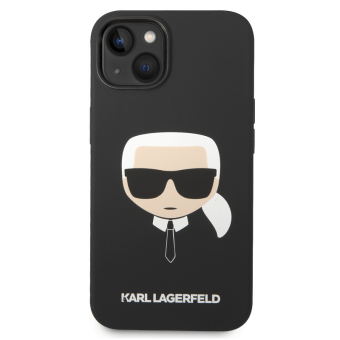 Kryt na Apple iPhone 14 Plus Karl Lagerfeld Liquid Silicone Karl Head KLHCP14MSLKHBK čierne