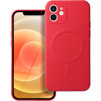 Silikónové puzdro na Apple iPhone 12 Silicone Mag Cover červené