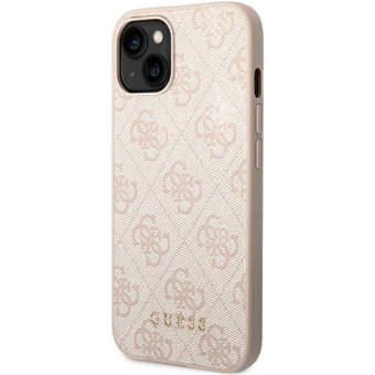Plastové puzdro Guess na Apple iPhone 14 GUHCP14SG4GFPI 4G Gold Logo ružové