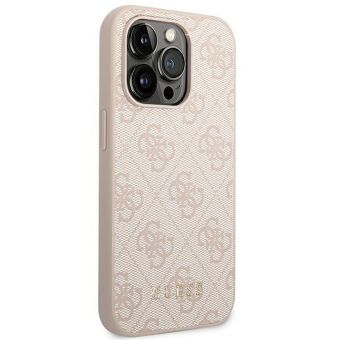 Plastové puzdro Guess na Apple iPhone 14 Pro Max GUHCP14XG4GFPI 4G Gold Logo ružové