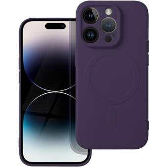 Silikónové puzdro na Apple iPhone 14 Pro Max Silicone Mag Cover tmavo-fialové