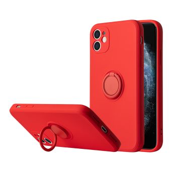 Silikónové puzdro na Apple iPhone XR Vennus Finger Ring červené