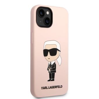 Silikónové puzdro Karl Lagerfeld na Apple iPhone 14 Plus KLHCP14MSNIKBCP Liquid Silicone Ikonik NFT ružové
