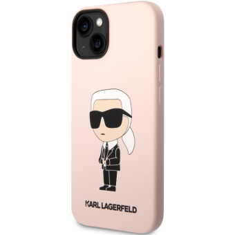 Silikónové puzdro Karl Lagerfeld na Apple iPhone 14 Plus KLHCP14MSNIKBCP Liquid Silicone Ikonik NFT ružové