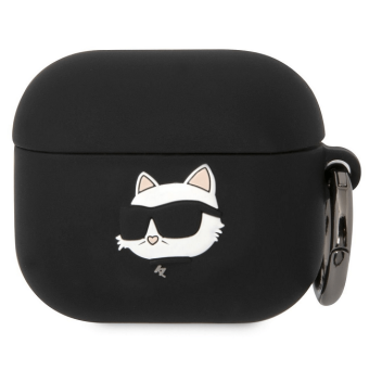 Puzdro na Apple Airpods 3 Karl Lagerfeld 3D Choupette Head Logo NFT čierne