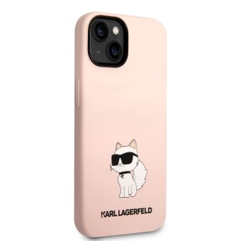 Silikónové puzdro Karl Lagerfeld na Apple iPhone 14 Plus KLHCP14MSNCHBCP Liquid Silicone Choupette NFT ružové