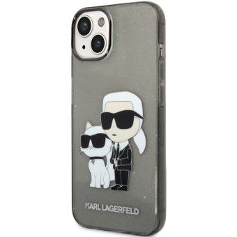 Plastové puzdro Karl Lagerfeld na Apple iPhone 14 Pro Max KLHCP14XHNKCTGK Translucent Karl and Choupette NFT čierne