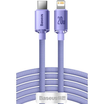 Kábel Baseus Crystal Shine Series CAJY000305, USB-C na Lightning, PD 20W, 2.0 m, fialový