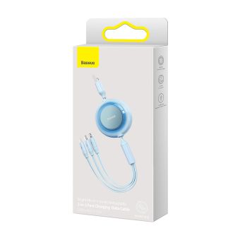 Kábel Baseus Bright Mirror 3v1 CAMJ010017, microUSB, USB-C, Lightning, 3,5A 1.1m, Sky Blue