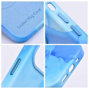 Plastové puzdro na Apple iPhone 14 Pro Leather Mag PU Splash modré