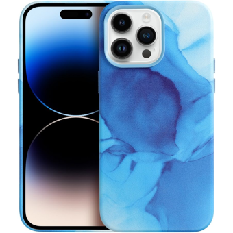 Plastové puzdro na Apple iPhone 14 Pro Max Leather Mag PU Splash modré