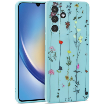 Silikónové puzdro na Samsung Galaxy A34 5G A346 Tech Protect Mood Garden modré